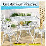 Gardeon Outdoor Dining Set 5 Piece Chairs Table Cast Aluminum Patio White - Furniture > Outdoor