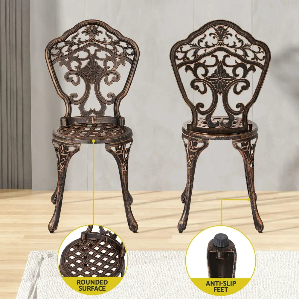 Gardeon Outdoor Dining Set 5 Piece Chairs Table Cast Aluminum Patio Brown - Furniture > Outdoor