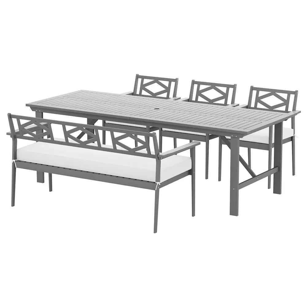 Gardeon Outdoor Dining Set 5 Piece Wooden Table Chairs Setting Grey - Furniture > Outdoor