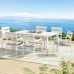 Gardeon Outdoor Dining Set 7 Piece Aluminum Table Chairs Setting White - Furniture > Outdoor