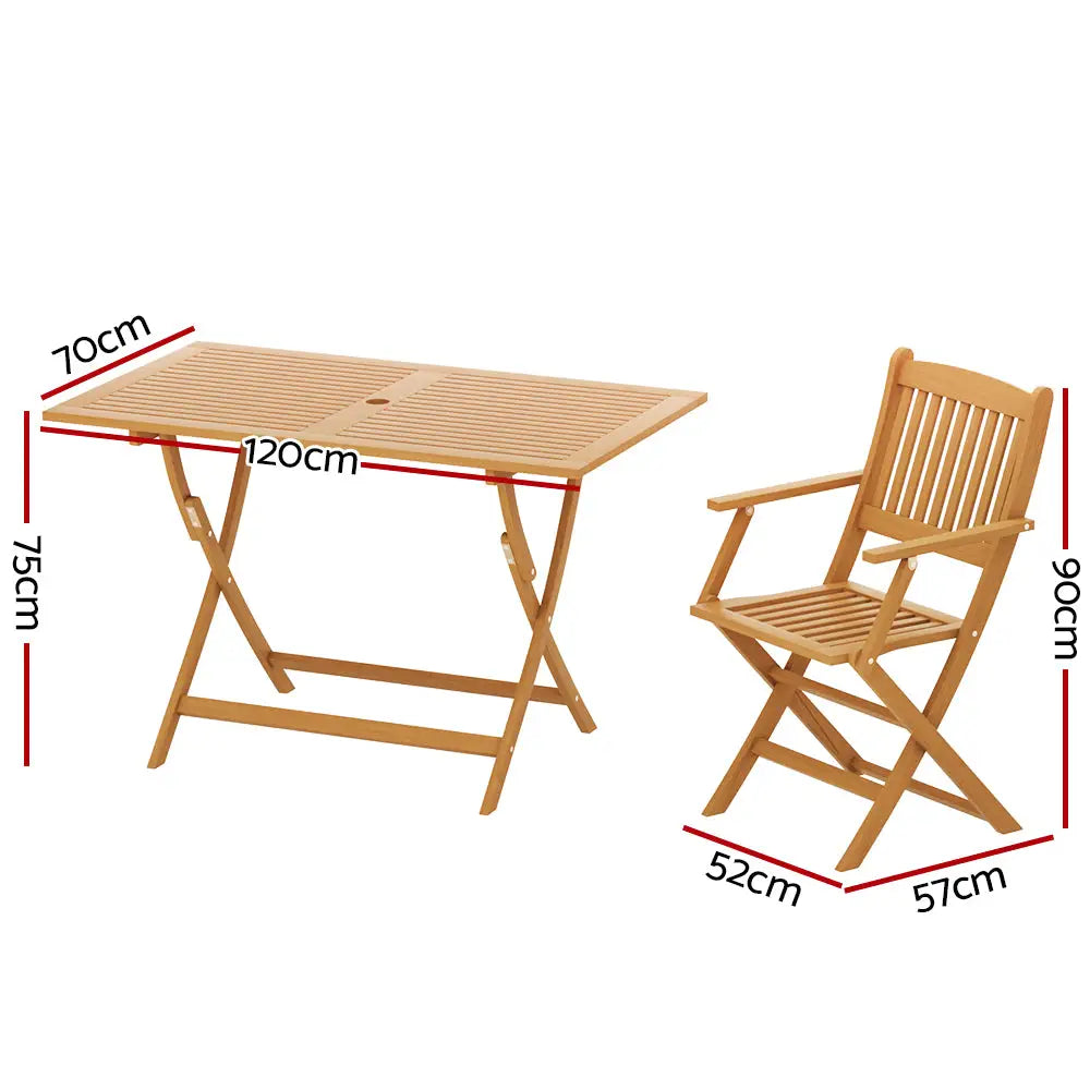 Gardeon Outdoor Dining Set 7 Piece Wooden Table Chairs Setting Foldable - Furniture > Outdoor