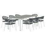 Gardeon Outdoor Dining Set 9 Piece Steel Table Chairs Setting White - Furniture > Outdoor