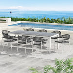 Gardeon Outdoor Dining Set 9 Piece Steel Table Chairs Setting White - Furniture > Outdoor