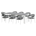 Gardeon Outdoor Dining Set 9 Piece Steel Table Chairs Setting White - Furniture > Outdoor