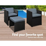 Gardeon Outdoor Dining Set 9 Piece Wicker Table Chairs Setting Black - Furniture > Dining