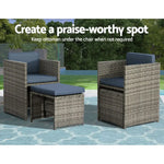 Gardeon Outdoor Dining Set 9 Piece Wicker Table Chairs Setting Grey - Furniture > Outdoor > Outdoor Chairs
