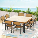 Gardeon Outdoor Dining Set 9 Piece Wooden Table Chairs Setting - Furniture > Outdoor