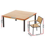 Gardeon Outdoor Dining Set 9 Piece Wooden Table Chairs Setting - Furniture > Outdoor