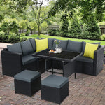 Gardeon Outdoor Dining Set Aluminum Table Chairs Wicker Setting Black - Furniture > Outdoor