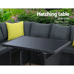 Gardeon Outdoor Dining Set Aluminum Table Chairs Wicker Setting Black - Furniture > Outdoor
