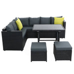 Gardeon Outdoor Dining Set Aluminum Table Chairs Wicker Setting Black - Furniture > Outdoor