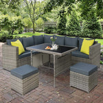 Gardeon Outdoor Dining Set Aluminum Table Chairs Wicker Setting Grey - Furniture > Outdoor