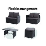 Gardeon Outdoor Dining Set Sofa Lounge Setting Chairs Table Black Cover - Furniture > Outdoor > Outdoor Chairs