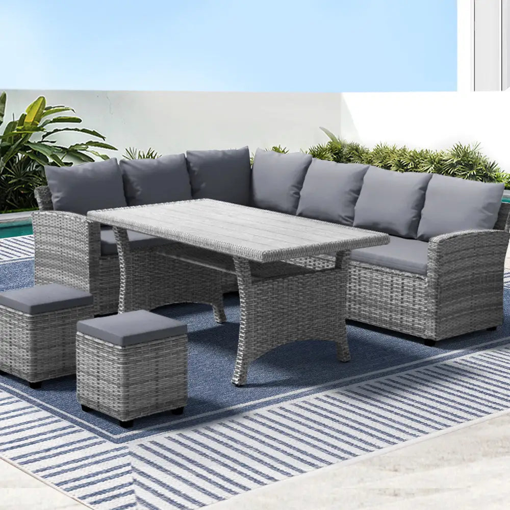Gardeon Outdoor Dining Set Wicker Table Chairs Setting 8 Seater - Furniture > Outdoor