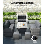 Gardeon Outdoor Dining Set Wicker Table Chairs Setting 8 Seater - Furniture > Outdoor