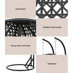 Gardeon Outdoor Egg Swing Chair Hanging Pod Chair Wicker Cushion 2 Person Grey - Home & Garden > Garden Furniture