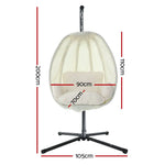 Gardeon Outdoor Egg Swing Chair Patio Furniture Pod Stand Canopy Foldable Cream - Furniture > Outdoor