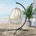 Gardeon Outdoor Egg Swing Chair Patio Furniture Pod Stand Canopy Foldable Cream - Furniture > Outdoor