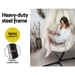 Gardeon Outdoor Egg Swing Chair Patio Furniture Pod Stand Canopy Foldable Cream - Furniture > Outdoor