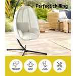 Gardeon Outdoor Egg Swing Chair Patio Furniture Pod Stand Canopy Foldable Cream - Furniture > Outdoor