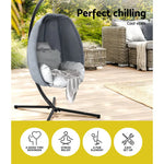 Gardeon Outdoor Egg Swing Chair Patio Furniture Pod Stand Canopy Foldable Grey - Furniture > Outdoor