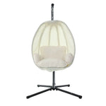 Gardeon Outdoor Egg Swing Chair Patio Furniture Pod Stand Canopy Foldable Cream - Furniture > Outdoor
