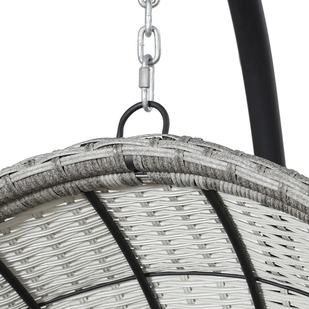 Gardeon Outdoor Egg Swing Chair Wicker Furniture Pod Stand Armrest Light Grey - Furniture > Outdoor