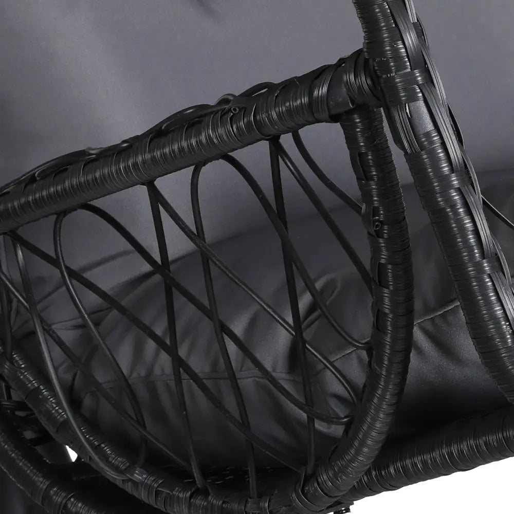 Gardeon Outdoor Egg Swing Chair Wicker Furniture Pod Stand Armrest Black - Furniture > Outdoor