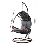 Gardeon Outdoor Egg Swing Chair Wicker Furniture Pod Stand Armrest Black - Furniture > Outdoor