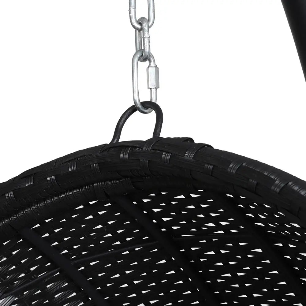 Gardeon Outdoor Egg Swing Chair Wicker Furniture Pod Stand Armrest Black - Furniture > Outdoor