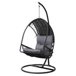 Gardeon Outdoor Egg Swing Chair Wicker Furniture Pod Stand Armrest Black - Furniture > Outdoor