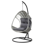 Gardeon Outdoor Egg Swing Chair Wicker Furniture Pod Stand Armrest Light Grey - Furniture > Outdoor