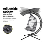 Gardeon Outdoor Egg Swing Chair Wicker Furniture Pod Stand Canopy 2 Seater Grey - Furniture > Outdoor