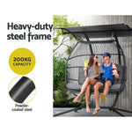 Gardeon Outdoor Egg Swing Chair Wicker Furniture Pod Stand Canopy 2 Seater Grey - Furniture > Outdoor