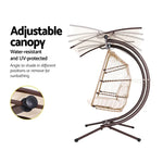 Gardeon Outdoor Egg Swing Chair Wicker Furniture Pod Stand Canopy 2 Seater Latte - Furniture > Outdoor