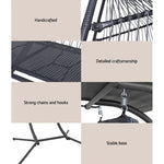 Gardeon Outdoor Egg Swing Chair Wicker Furniture Pod Stand Canopy 2 Seater Grey - Furniture > Outdoor
