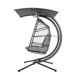 Gardeon Outdoor Egg Swing Chair Wicker Furniture Pod Stand Canopy 2 Seater Grey - Furniture > Outdoor
