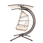 Gardeon Outdoor Egg Swing Chair Wicker Furniture Pod Stand Canopy 2 Seater Latte - Furniture > Outdoor