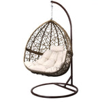 Gardeon Outdoor Egg Swing Chair Wicker Rattan Furniture Pod Stand Cushion Latte - Home & Garden > Hammocks