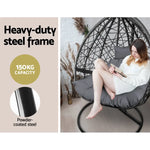 Gardeon Outdoor Egg Swing Chair Wicker Rattan Furniture Pod Stand Cushion Grey - Home & Garden > Hammocks