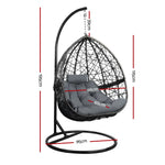 Gardeon Outdoor Egg Swing Chair Wicker Rattan Furniture Pod Stand Cushion Grey - Home & Garden > Hammocks