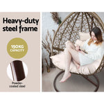 Gardeon Outdoor Egg Swing Chair Wicker Rattan Furniture Pod Stand Cushion Latte - Home & Garden > Hammocks