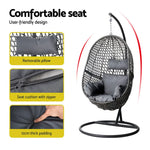 Gardeon Outdoor Egg Swing Chair Wicker Rattan Furniture Pod Stand Cushion Black - Furniture > Outdoor
