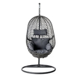 Gardeon Outdoor Egg Swing Chair Wicker Rattan Furniture Pod Stand Cushion Black - Furniture > Outdoor