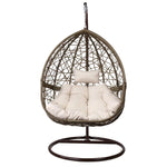 Gardeon Outdoor Egg Swing Chair Wicker Rattan Furniture Pod Stand Cushion Latte - Home & Garden > Hammocks