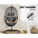 Gardeon Outdoor Egg Swing Chair Wicker Rattan Furniture Pod Stand Cushion Black - Furniture > Outdoor