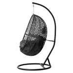 Gardeon Outdoor Egg Swing Chair Wicker Rattan Furniture Pod Stand Cushion Black - Furniture > Outdoor
