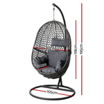 Gardeon Outdoor Egg Swing Chair Wicker Rattan Furniture Pod Stand Cushion Black - Furniture > Outdoor