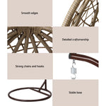 Gardeon Outdoor Egg Swing Chair Wicker Rattan Furniture Pod Stand Cushion Latte - Home & Garden > Hammocks