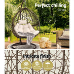 Gardeon Outdoor Egg Swing Chair Wicker Rattan Furniture Pod Stand Cushion Latte - Home & Garden > Hammocks